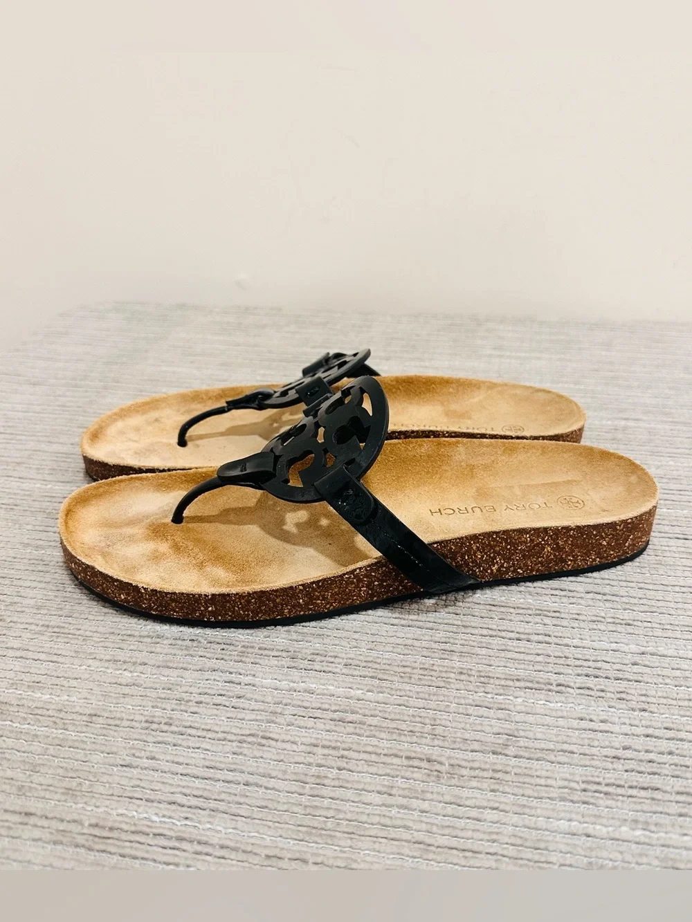 TORY BURCH Miller Cloud Sandals Perfect Black / Natural Size 10,5 M US